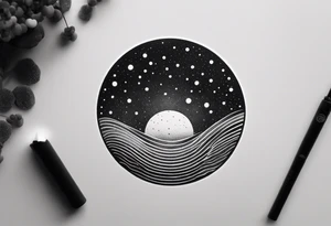 simple galaxy design in a circle tattoo idea