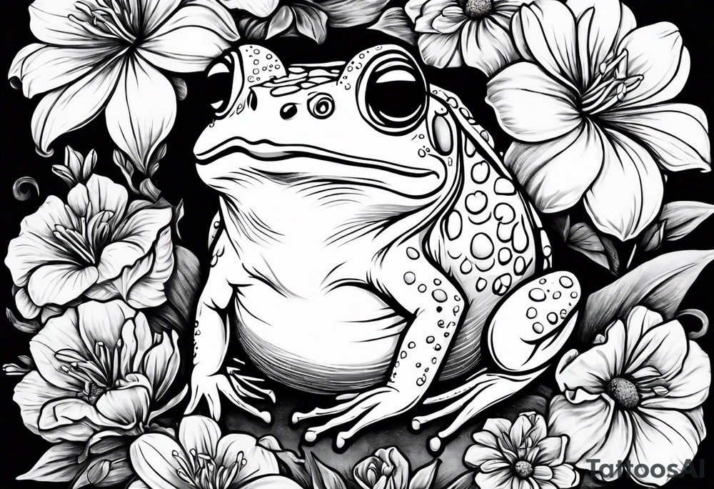 Toad holding flowers to go on a date tattoo idea