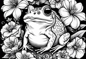 Toad holding flowers to go on a date tattoo idea