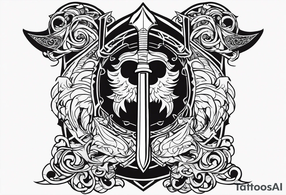 Valhalla sword shield axe tattoo idea