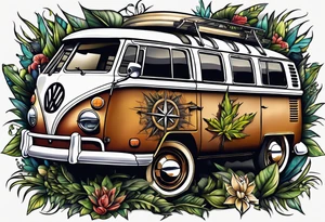 VW Kombi, Australian bush, Compass rose tattoo idea
