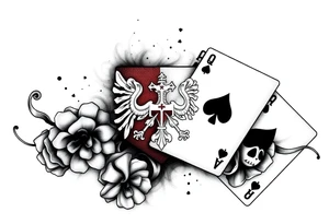 poland symbol and poker cards tattoo idea