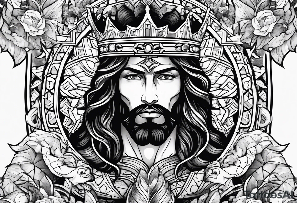 Almighty powerful King Jesus battling the Serpent tattoo idea
