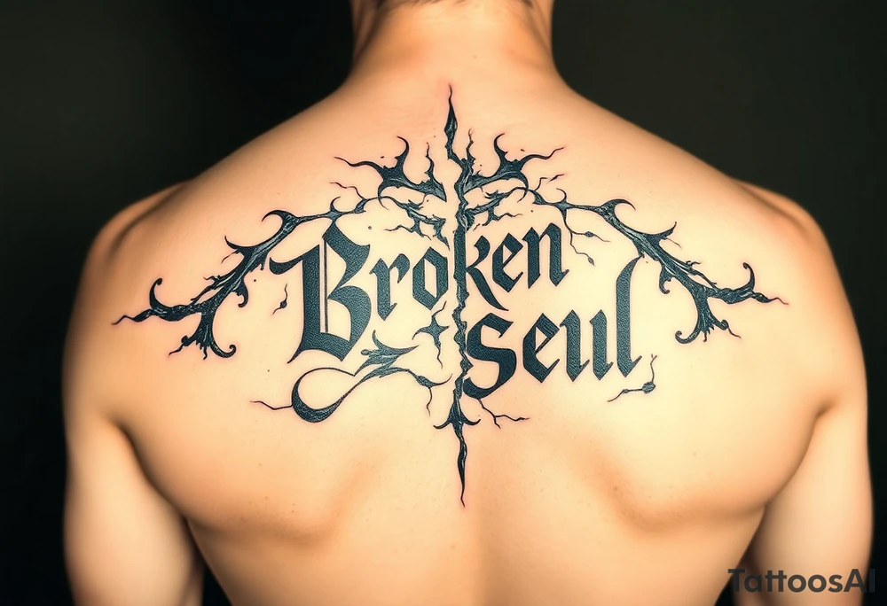 Broken Soul in calligraphy tattoo idea