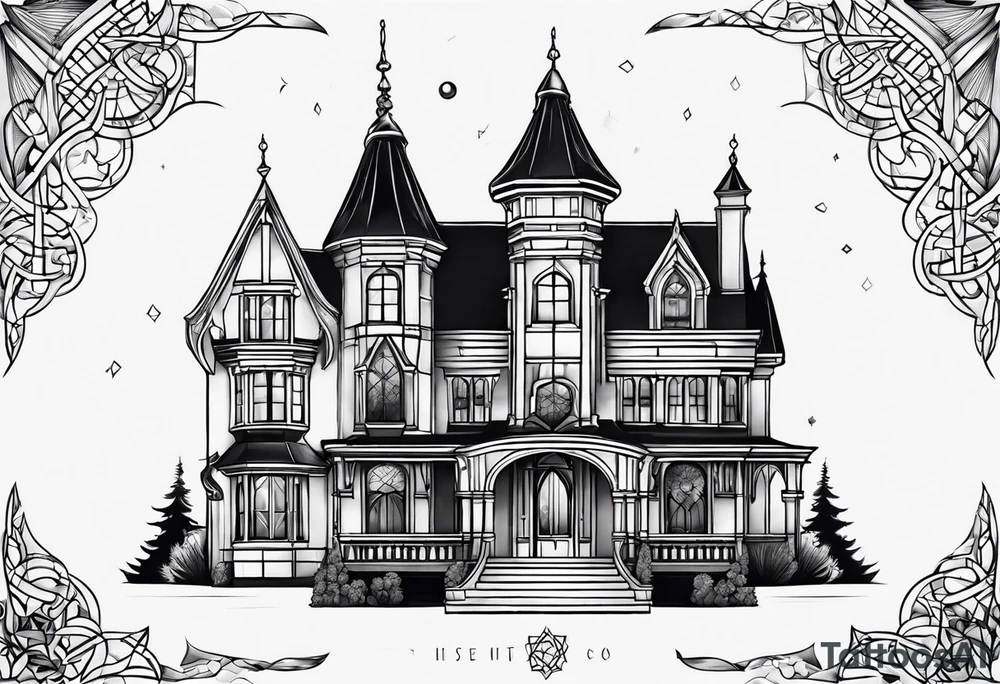 gothic house tattoo idea