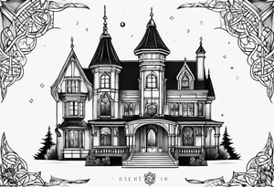 gothic house tattoo idea