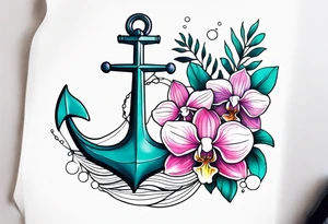 An anchor and orchids and a whale tattoo idea