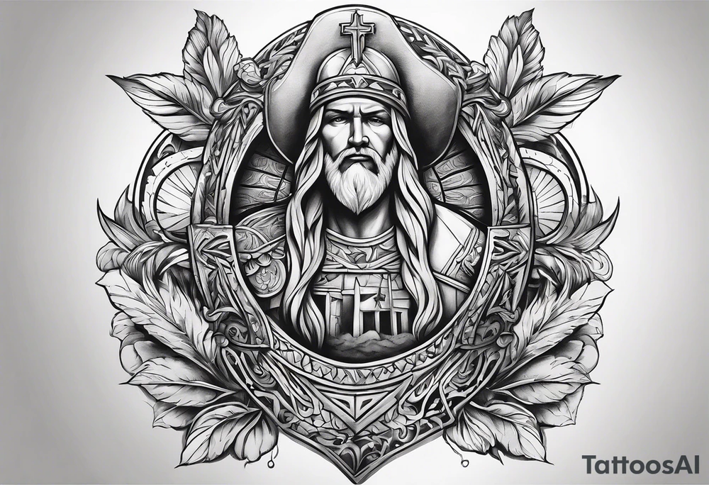 Western theme and Christianity tattoo idea