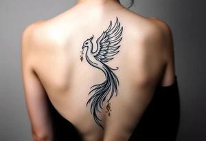 magnificent phoenix rising from golden flames with trailing embers tattoo idea