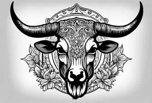 Texas Long horn skeleton with IR on the forehead tattoo idea