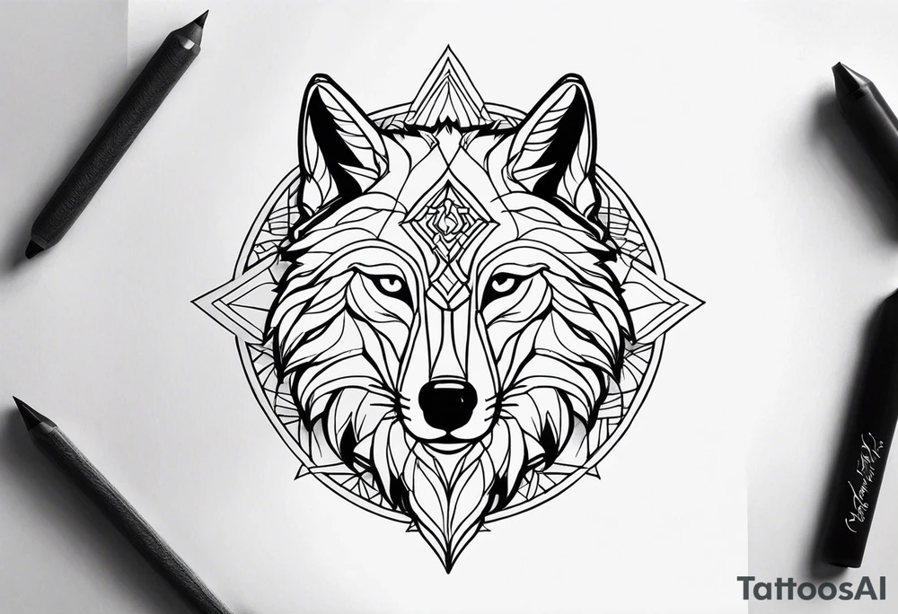 Mandala forearm design wolves tattoo idea