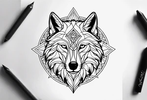 Mandala forearm design wolves tattoo idea