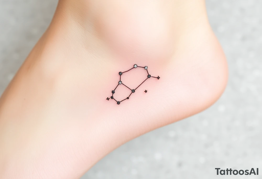 A delicate Virgo constellation in fine-line style, with soft white and silver stardust scattered around tattoo idea