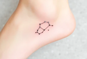 A delicate Virgo constellation in fine-line style, with soft white and silver stardust scattered around tattoo idea