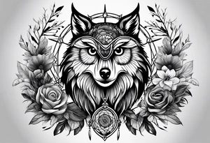 owl, wolf, beaver, and dream catcher tattoo idea