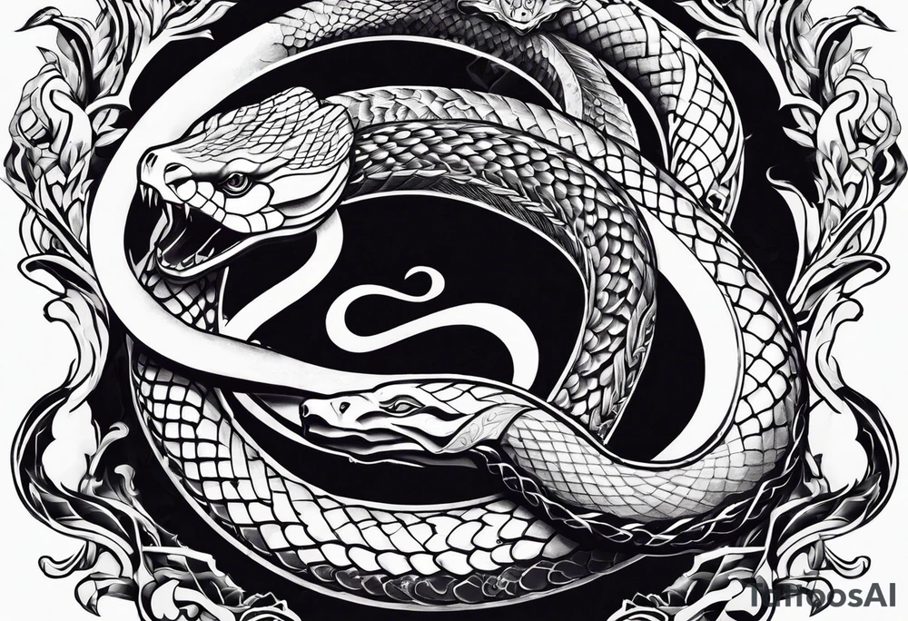 Two snakes fighting tattoo idea
