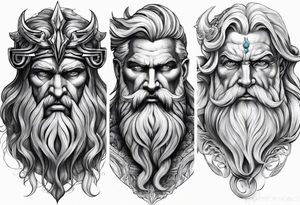 Zeus, Poseidon, Hades, full sleeve tattoo idea
