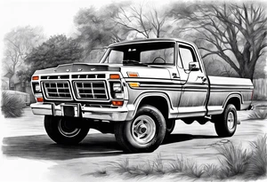 1974 ford f-100 in front of oil jack tattoo idea