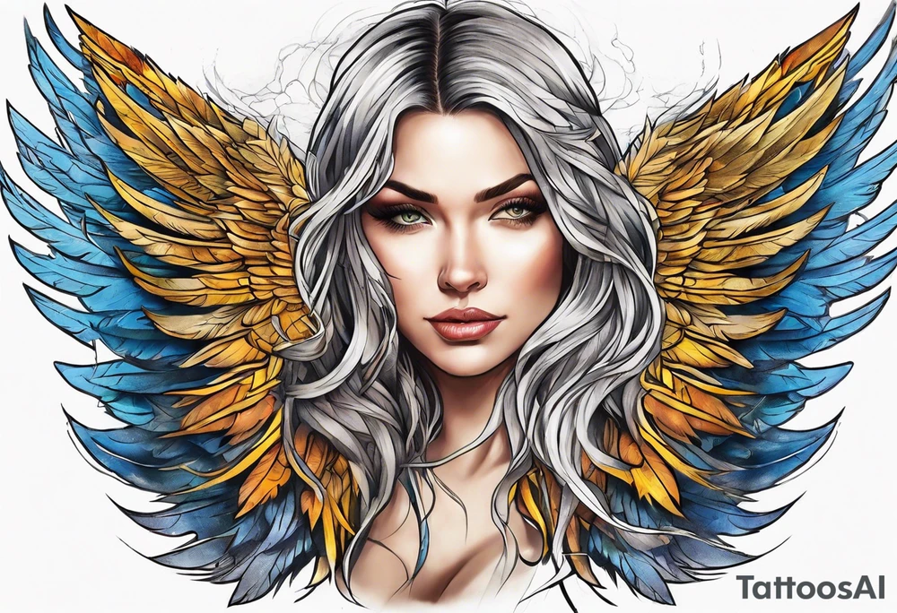 Wings lightning tattoo idea
