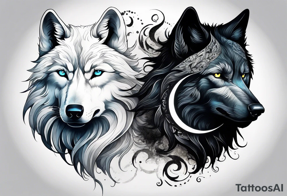 black wolf and white wolf in a ying yang style tattoo idea black wolf and white wolf in a ying yang style tattoo idea
