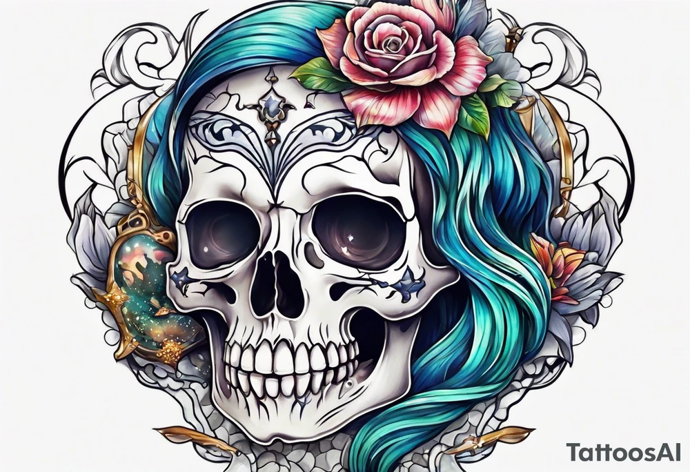 skeleton mermaid tattoo idea