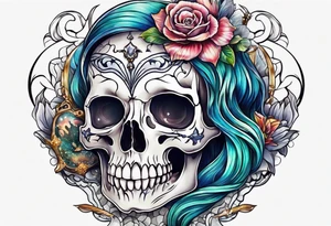 skeleton mermaid tattoo idea