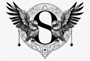 Semicolon with two birds and theatre masks tattoo idea