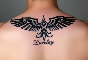 Crea un diseño significativo sobre la cultura egipcia y que tenga el nombre escrito por de bajo del diseño el nombre de mi hermana Lorelay para la parte baja del bíceps tattoo idea