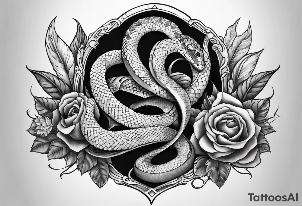 half sleeve tattoo with a snake wrapped around a sword and a heart tattoo idea