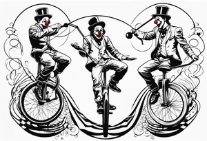 clown juggling on a unicycle tattoo idea