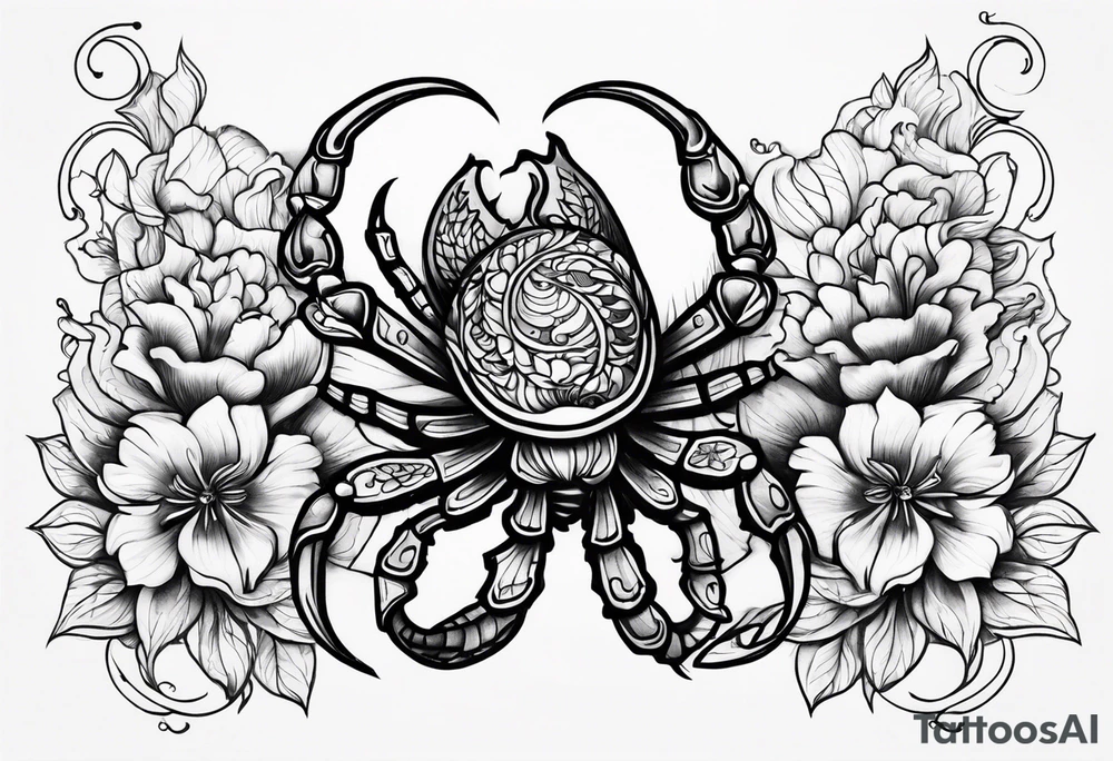 scorpio flowers tattoo idea