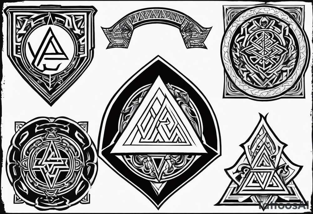 Valhalla shield valknut sword axe tattoo idea