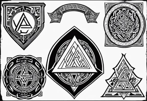 Valhalla shield valknut sword axe tattoo idea