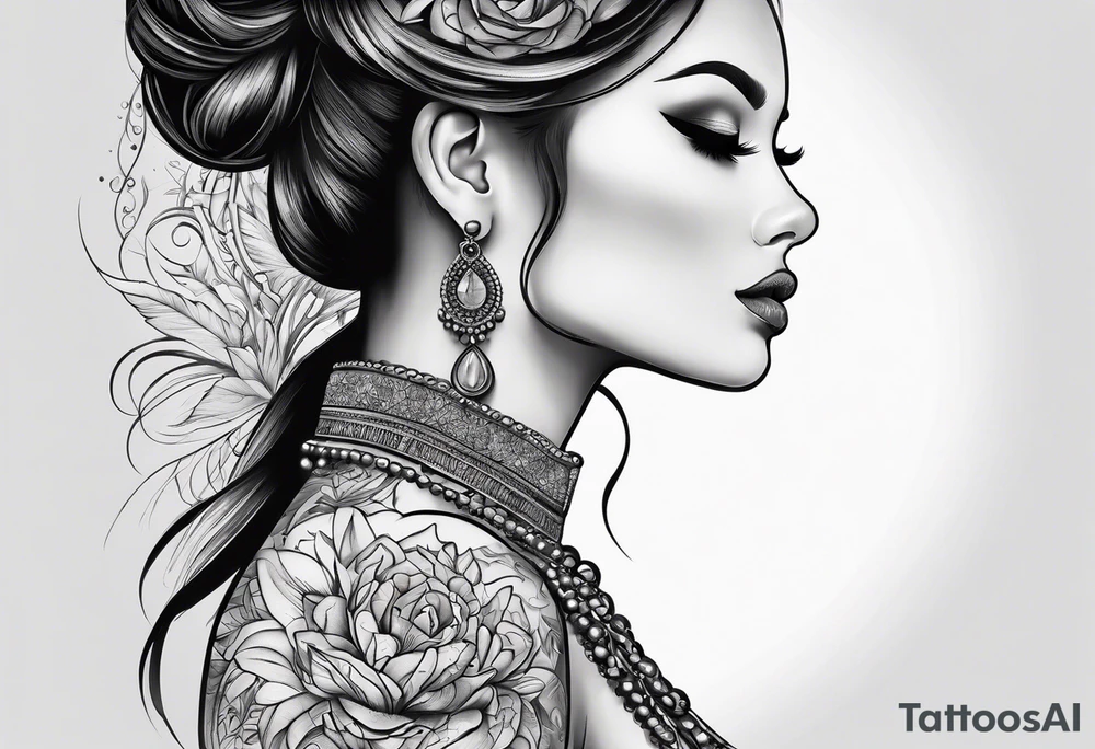 Non portrait feminine throat tattoo idea