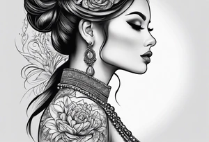 Non portrait feminine throat tattoo idea