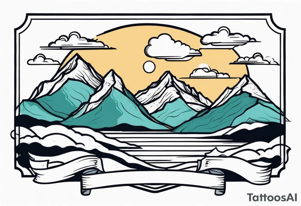 mountains with clouds
 simple with banner tattoo idea