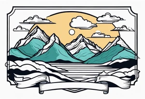 mountains with clouds
 simple with banner tattoo idea
