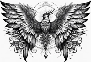 wings with upsidedown cross between the wings tattoo idea