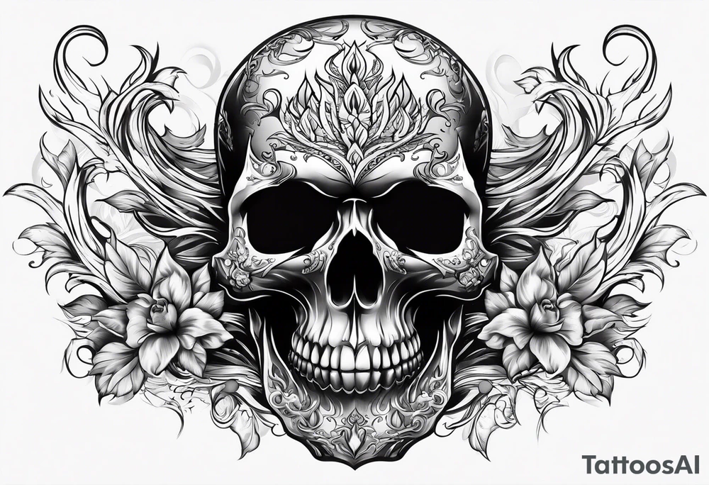Skull with flames tattoo idea