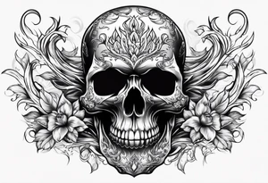 Skull with flames tattoo idea