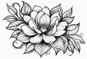 abstract flower with vines tattoo idea