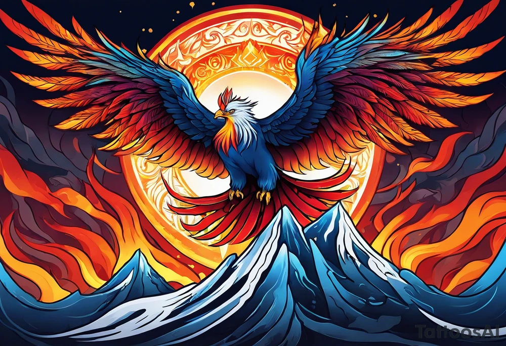 Phoenix rising out of fire. Rebirth. tattoo idea