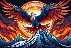 Phoenix rising out of fire. Rebirth. tattoo idea