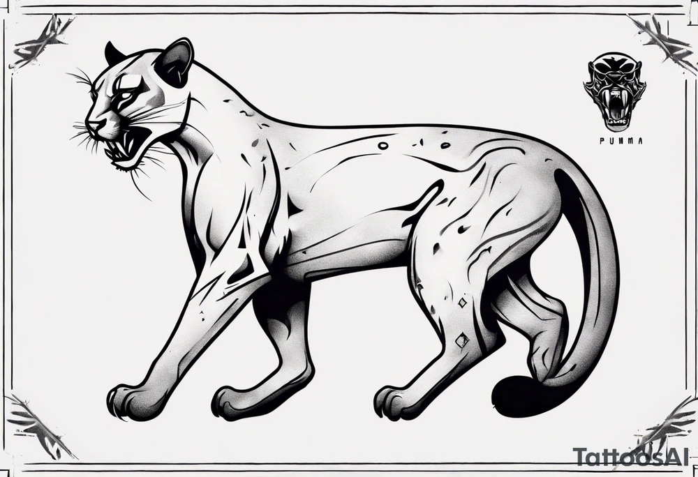 A black puma looking vicious tattoo idea
