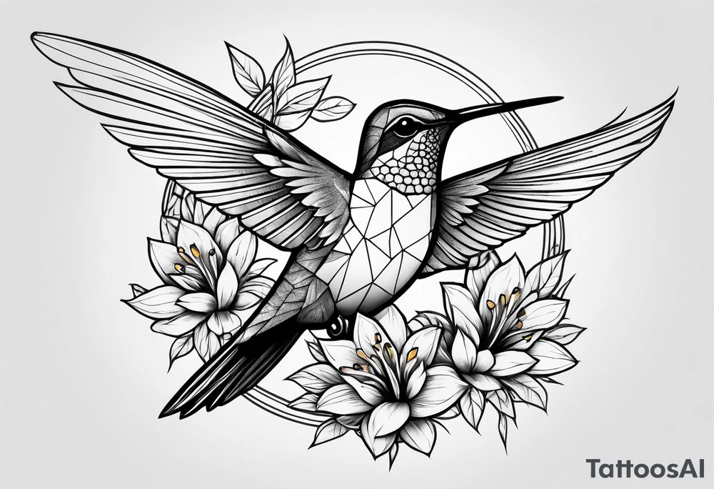 half hummingbird half flower tattoo idea