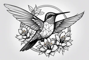 half hummingbird half flower tattoo idea