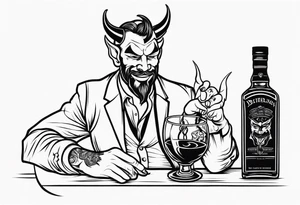 Devil with whiskey botttle tattoo idea