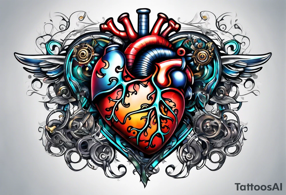 AI Tech heart and mind tattoo idea
