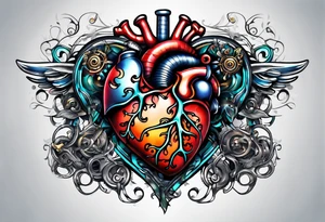 AI Tech heart and mind tattoo idea