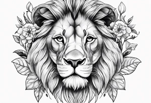 Lion with flowers tattoo idea